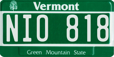 VT license plate NIO818