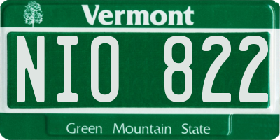 VT license plate NIO822