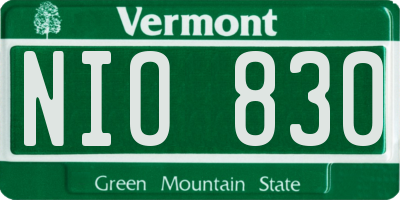 VT license plate NIO830