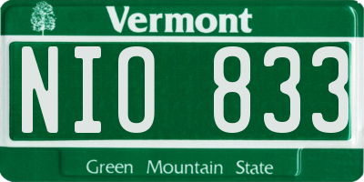 VT license plate NIO833