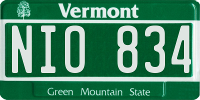 VT license plate NIO834