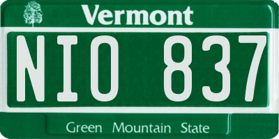 VT license plate NIO837