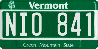 VT license plate NIO841