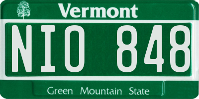 VT license plate NIO848