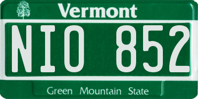 VT license plate NIO852
