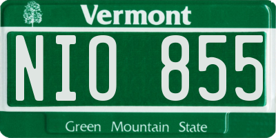 VT license plate NIO855
