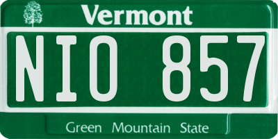 VT license plate NIO857