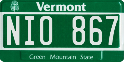 VT license plate NIO867