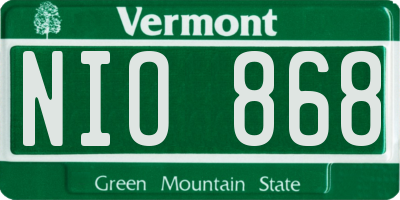 VT license plate NIO868
