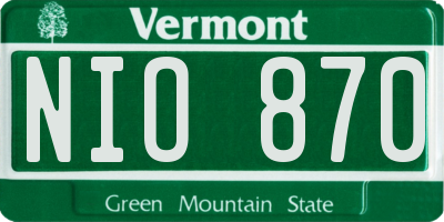 VT license plate NIO870