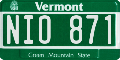 VT license plate NIO871