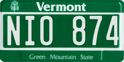 VT license plate NIO874