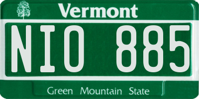 VT license plate NIO885