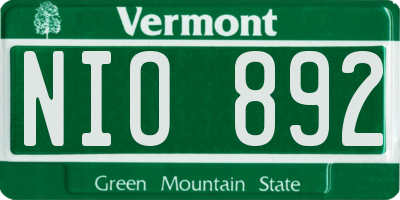 VT license plate NIO892