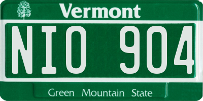 VT license plate NIO904