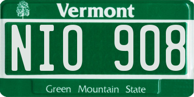 VT license plate NIO908