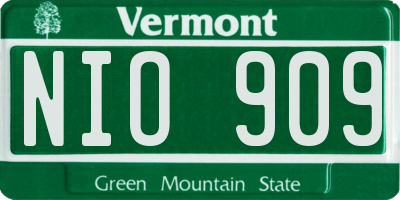 VT license plate NIO909