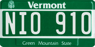 VT license plate NIO910