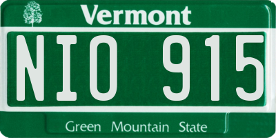 VT license plate NIO915