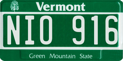 VT license plate NIO916