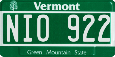 VT license plate NIO922