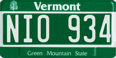 VT license plate NIO934