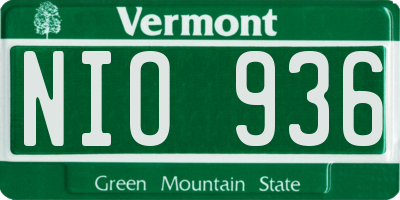 VT license plate NIO936