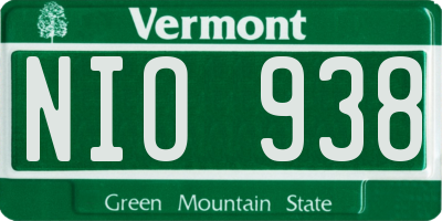 VT license plate NIO938