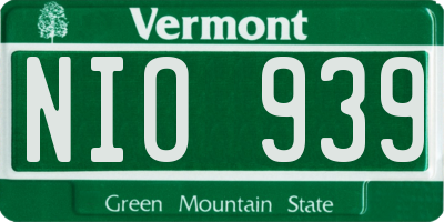 VT license plate NIO939