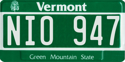 VT license plate NIO947