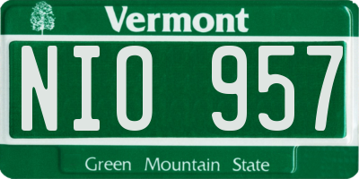 VT license plate NIO957