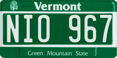 VT license plate NIO967