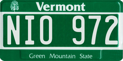 VT license plate NIO972