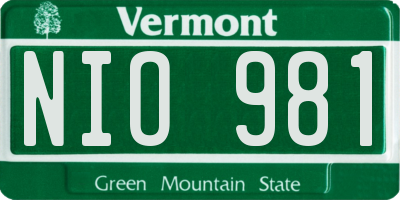 VT license plate NIO981