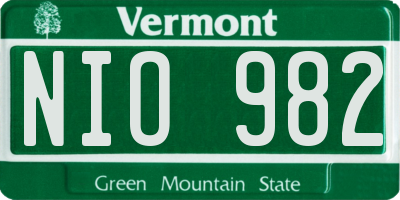 VT license plate NIO982