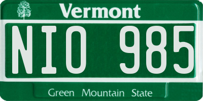 VT license plate NIO985