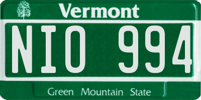 VT license plate NIO994