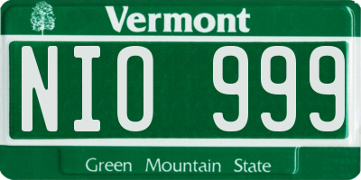 VT license plate NIO999