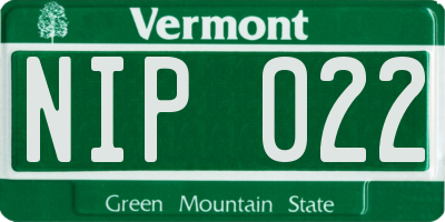 VT license plate NIP022