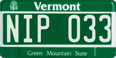 VT license plate NIP033