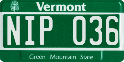 VT license plate NIP036