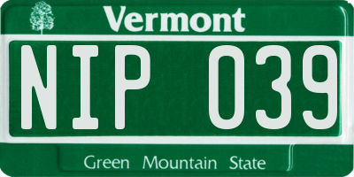 VT license plate NIP039