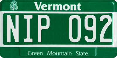 VT license plate NIP092