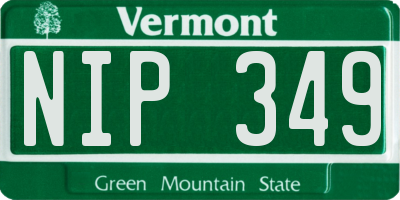VT license plate NIP349