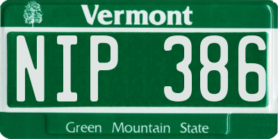 VT license plate NIP386