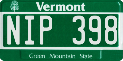 VT license plate NIP398