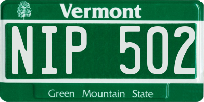VT license plate NIP502