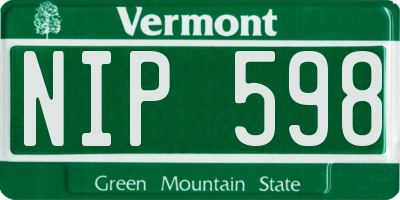 VT license plate NIP598