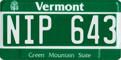 VT license plate NIP643
