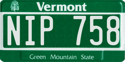 VT license plate NIP758